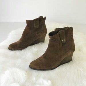 Genuine Leather Wedge Booties, Fall Style, Slouch Real Suede Size Women’s 8